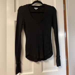 Small splendid waffle shirt black long sleeve